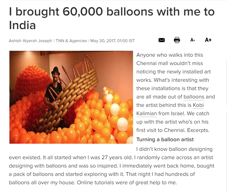 I brought 60,000 balloons with me to India